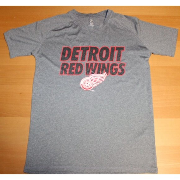 NHL Official Hockey Detroit Red Wings Short Sleeve SS Shirt Medium 38-40 Gray - Picture 1 of 4